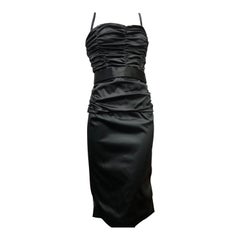 Dolce & Gabbana - Ensemble 2 pièces en soie extensible noire froncée avec soutien-gorge 