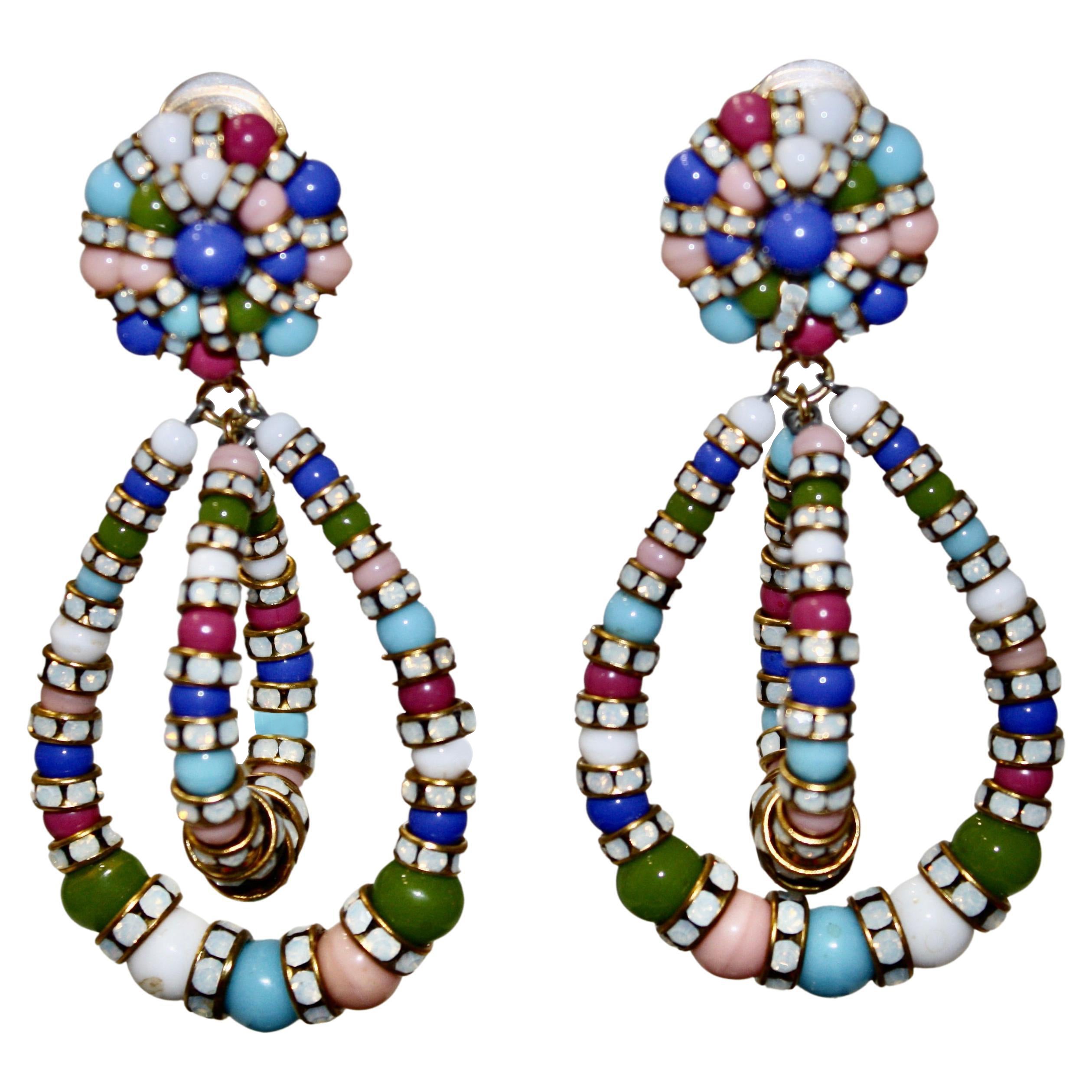 Françoise Montague Multicolor Stones Lolita Earrings  For Sale
