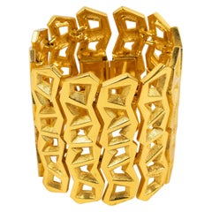 Retro Claude Montana Modernist Gilt Metal Oversized Link Bracelet