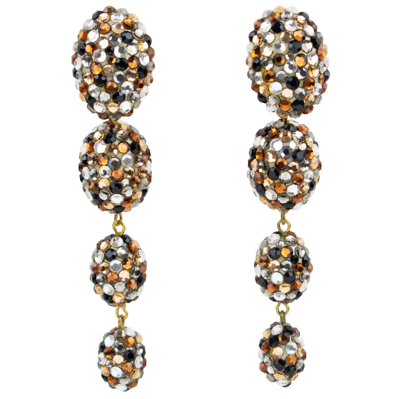 Richard Kerr Topaz, Silver and Gray Crystal Dangle Clip Earrings For Sale