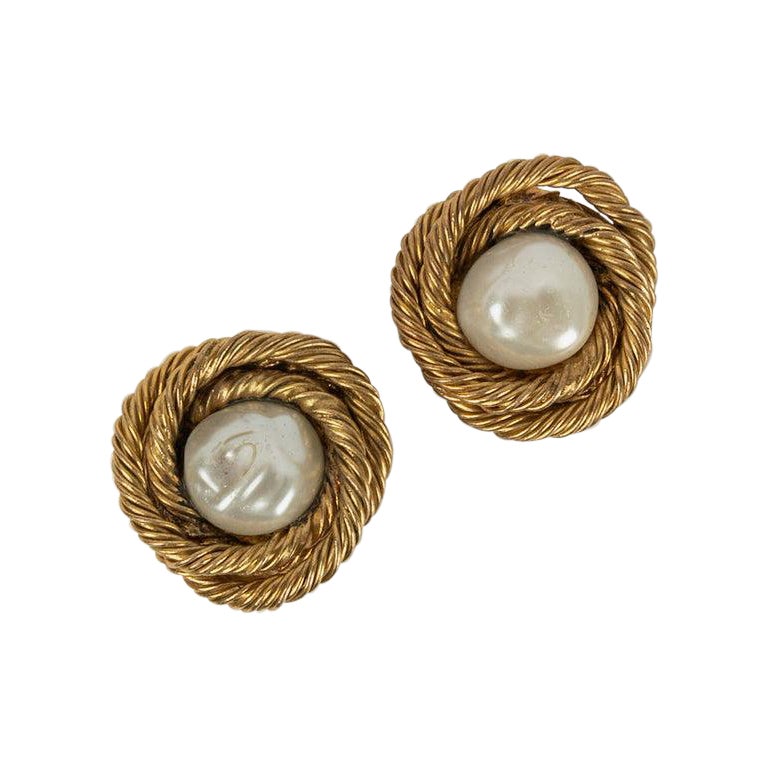 Chanel Gilded Metal Nest Earrings, 1984 For Sale