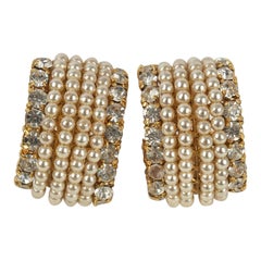 Chanel Gold-Plated Metal with Pearly Cabochons Earrings