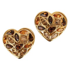 Retro Yves Saint Laurent Heart Gold-Plated Clip Earrings