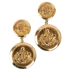 Vintage Christian Dior Gold Metal Clip Earrings