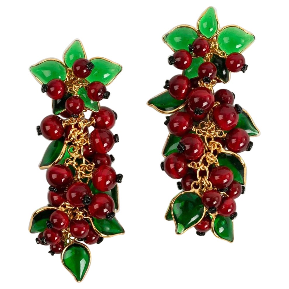 Augustine Gilded Metal & Glass Paste Gooseberries Earrings For Sale
