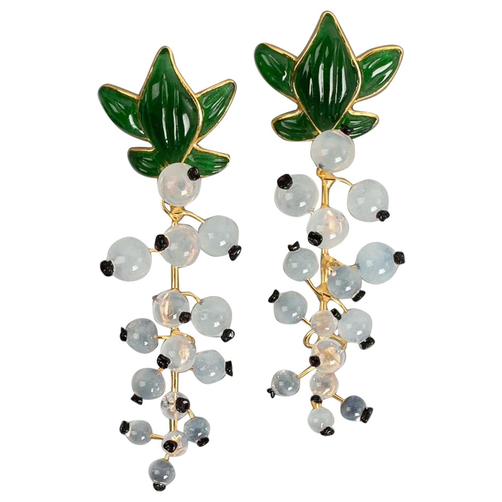 Augustine White Glass Paste Gooseberries Earrings For Sale