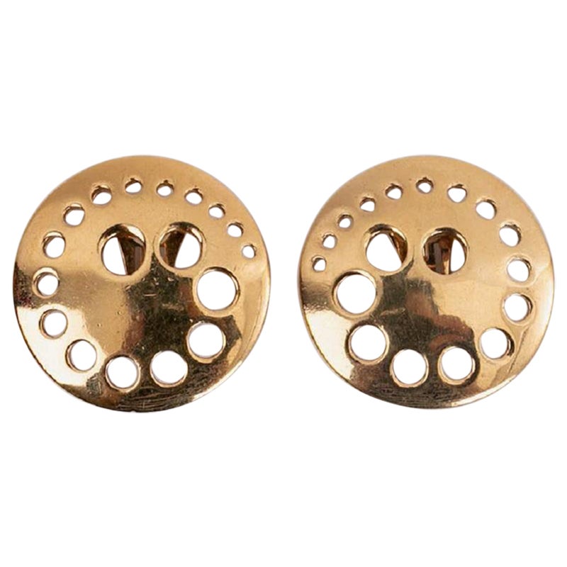 Paco Rabanne Gilded Metal Clip-on Earrings For Sale