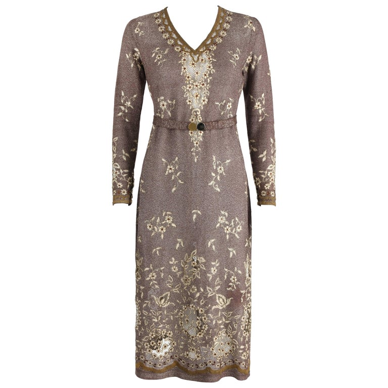 OOAK 1930's Parisian Haute Couture Brown Bronze Metallic Knit Embroidered  Dress For Sale at 1stDibs | 1930s haute couture, haute couture 1930, haute  bronze