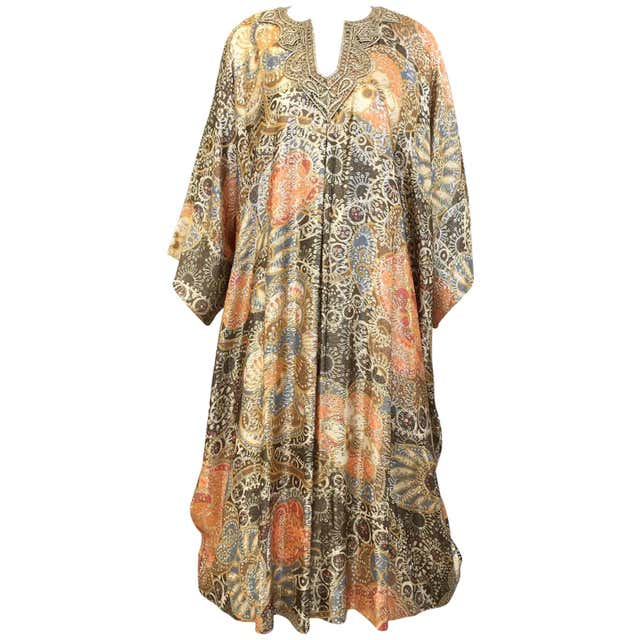1920s Yellow and Brown Floral Print Silk Dress For Sale at 1stDibs ...