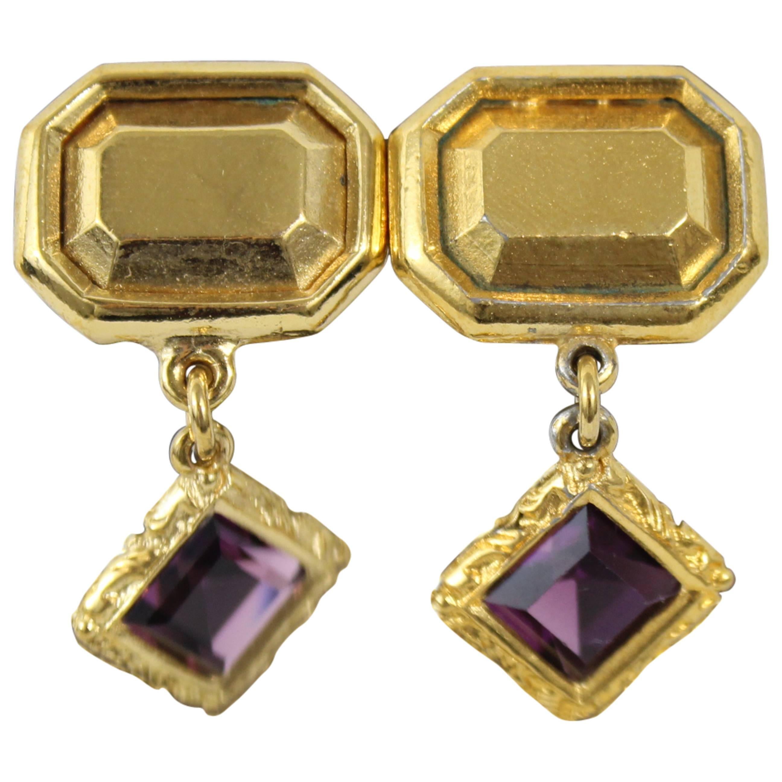 Nice Yves saint Laurent Vintage Earring with purple stone For Sale