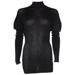 Retro 1980s Alaia Open Knit Micro-Mini Body-Con Dress