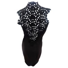Thierry Mugler Lace Back Open Evening Couture Gown Couture Large Black Dress