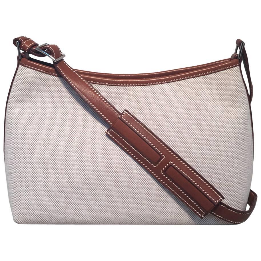 Hermes Canvas and Barenia Leather Berlingot Shoulder Bag