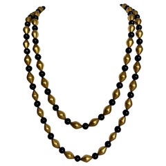 Retro Chanel Haute Couture Black Gold Sautoire Necklaces 