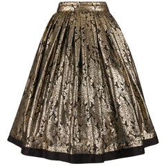 Retro GIANNI VERSACE A/W 1983 Gold Black Floral Silk Lame Skirt Size 42 NOS NWT
