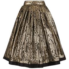 GIANNI VERSACE A/W 1983 Gold Black Floral Silk Lame Skirt Size 42 NOS NWT 12