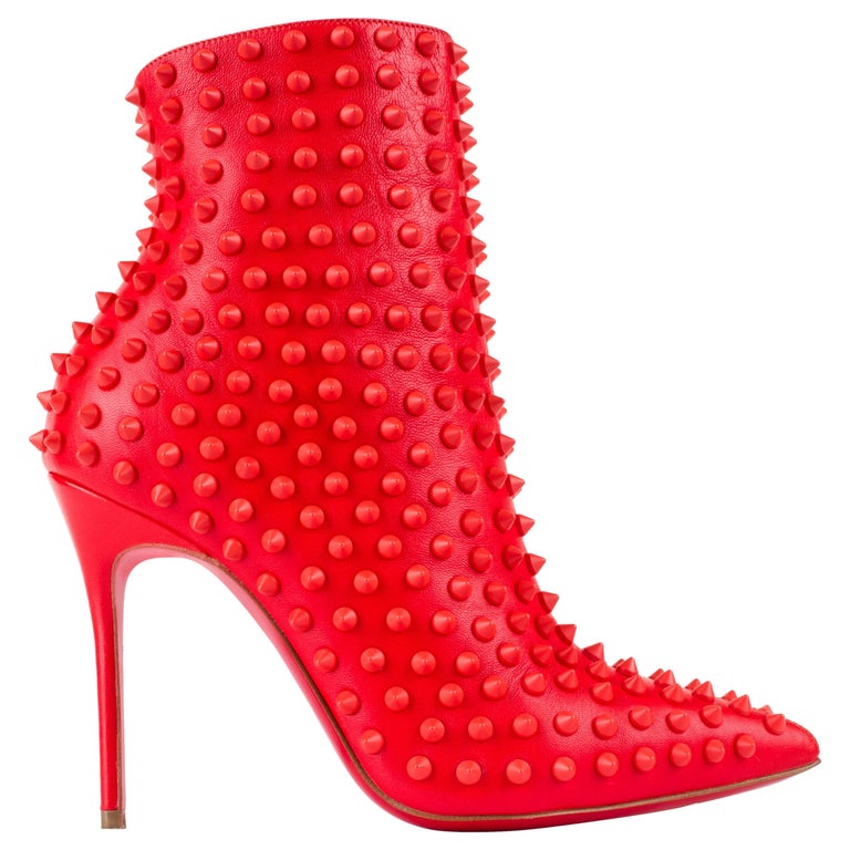 CHRISTIAN LOUBOUTIN "Snakilta" Corazon Spike Leather Ankle Boots Booties 36 at 1stDibs