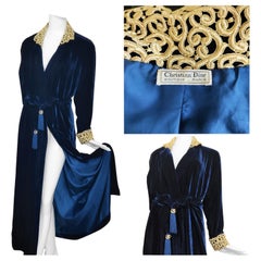 Christian Dior Velvet Velour Vintage 50s 60s 70s 80s Robe Medium Large Dress