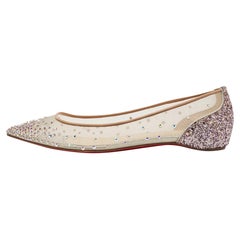 Christian Louboutin Metallic Glitter Follies Strass Ballet Flats Size 36.5