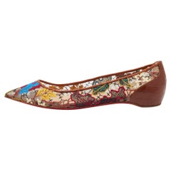 Christian Louboutin Multicolor Embroidered Mesh Follies Ballet Flats Size 38