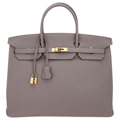 Hermes Birkin 40 Gris Asphalte Borsa Hardware Oro Pelle Togo