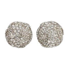 Retro Yves Saint Laurent Clip-on Earrings in Silver metal with Swarovski Crystals