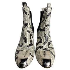 Used Louis Vuitton white and black reptile Ankle Boots