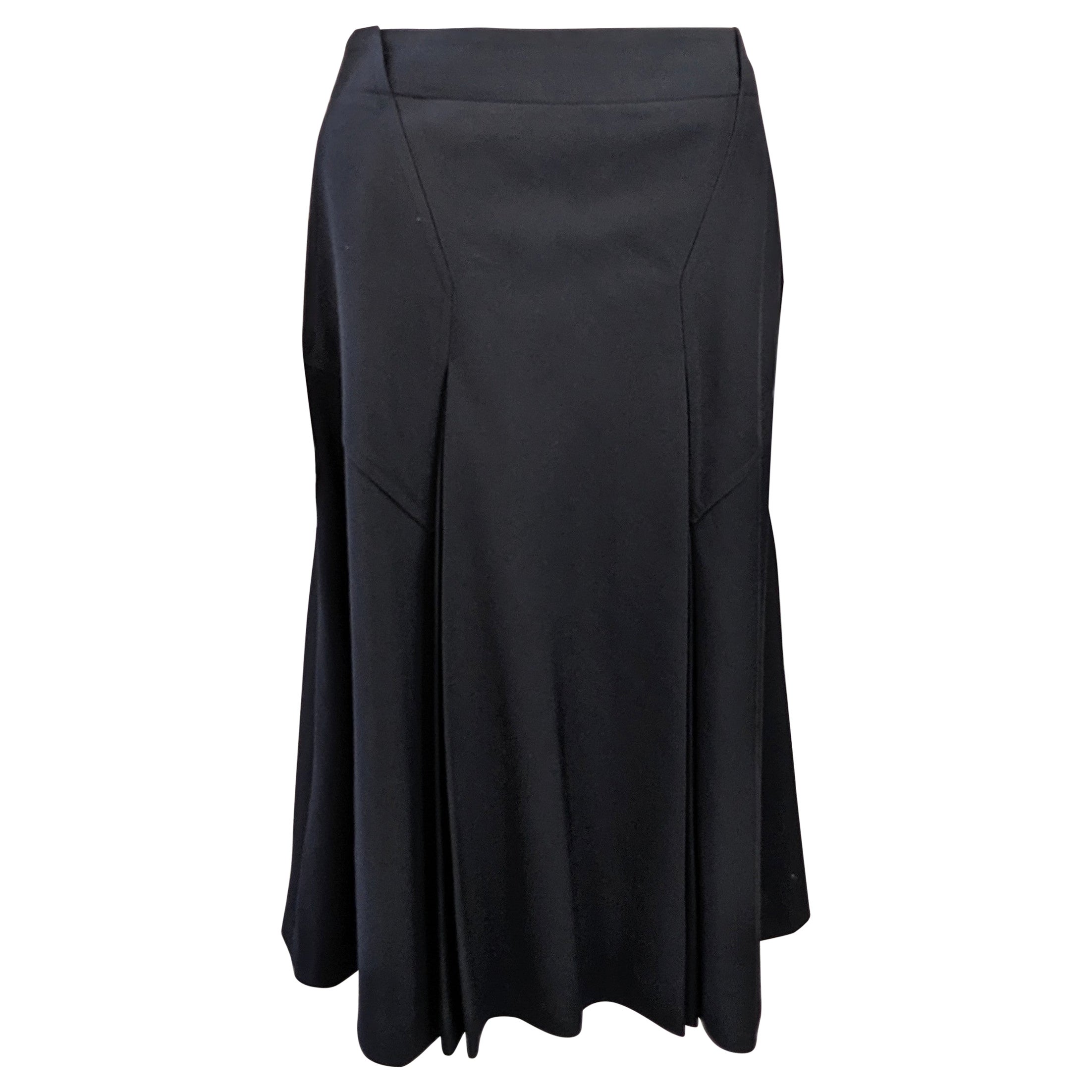 Cacharel Wool Twill Pleated A Line Skirt For Sale