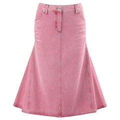 Used ALEXANDER McQUEEN c.1996 Pink Denim Structured Fit Midi Flared Pencil Skirt