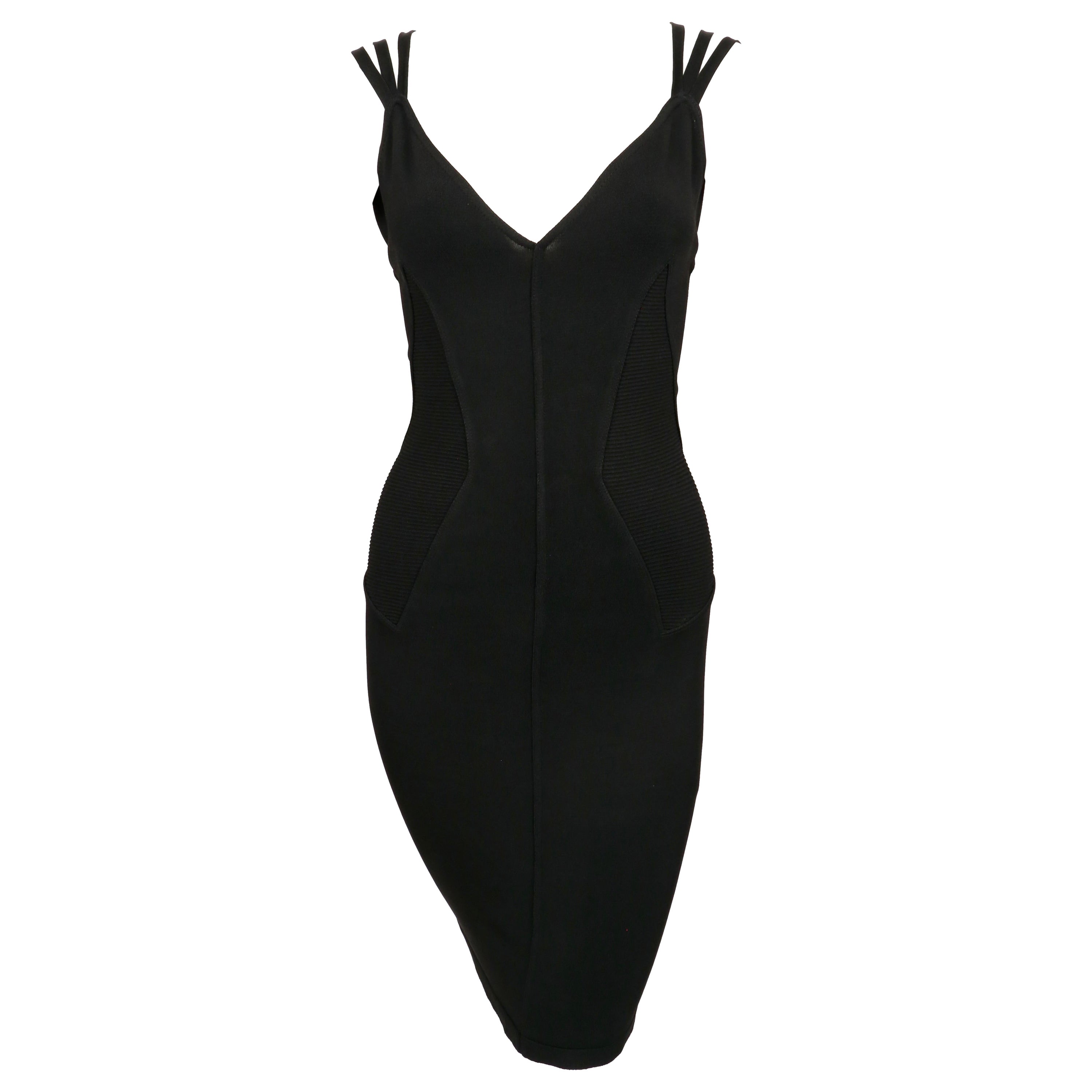 1990 AZZEDINE ALAIA black runway dress with strappy back For Sale