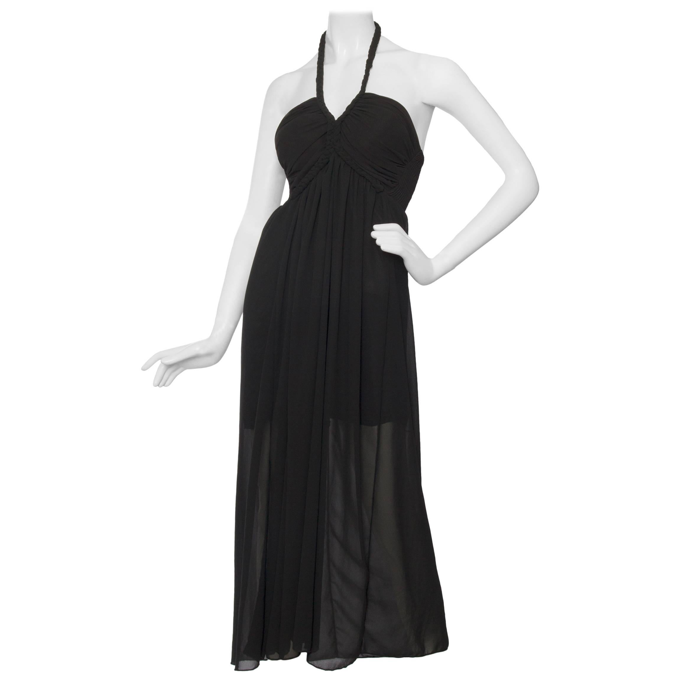 1970s Black Halterneck Dress For Sale