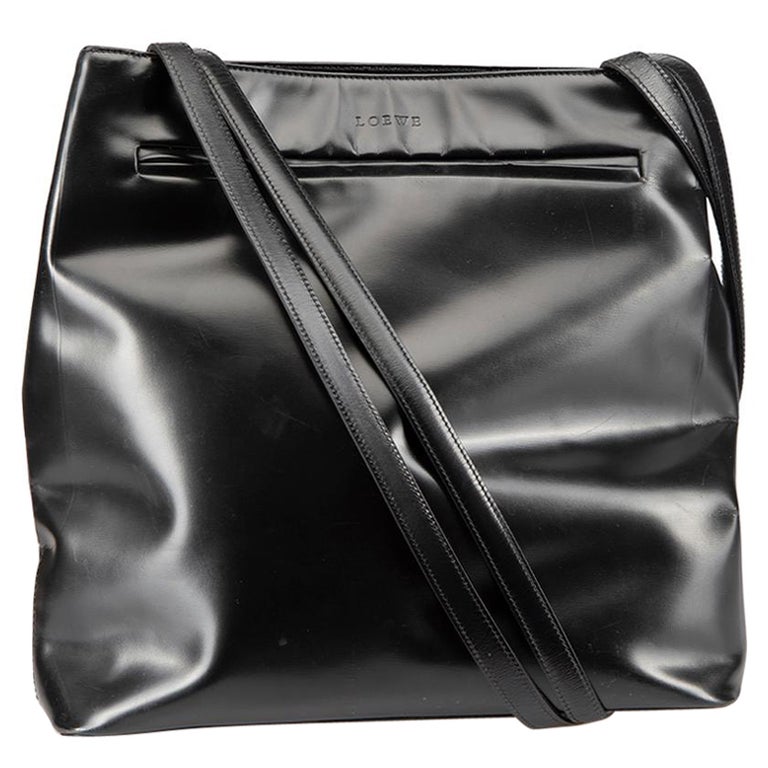 Fringe Square Basket bag in calfskin Black - LOEWE