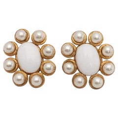 Chanel Baroque Gilted Metal Clip-on Earrings, Spring 1993