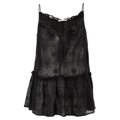 Givenchy Women's Black Broderie Anglaise Sleeveless Blouse