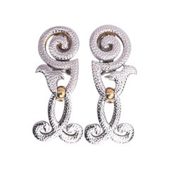 Dior Silver Plated Clip-on Earrings with Golden Ring