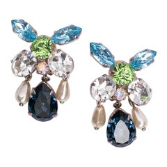 Retro Christian Lacroix Clip-on Earrings with Rhinestones