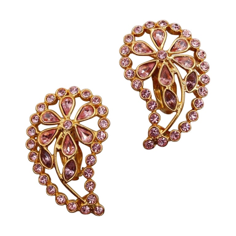 Jean-Louis Scherrer Pink and Gold Clip-on Earrings For Sale