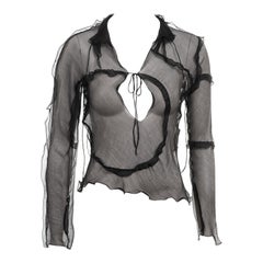 Fendi by Karl Lagerfeld black silk chiffon blouse, ss 2000