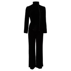 Set giacca e pantaloni in velluto nero Emporio Armani Donna