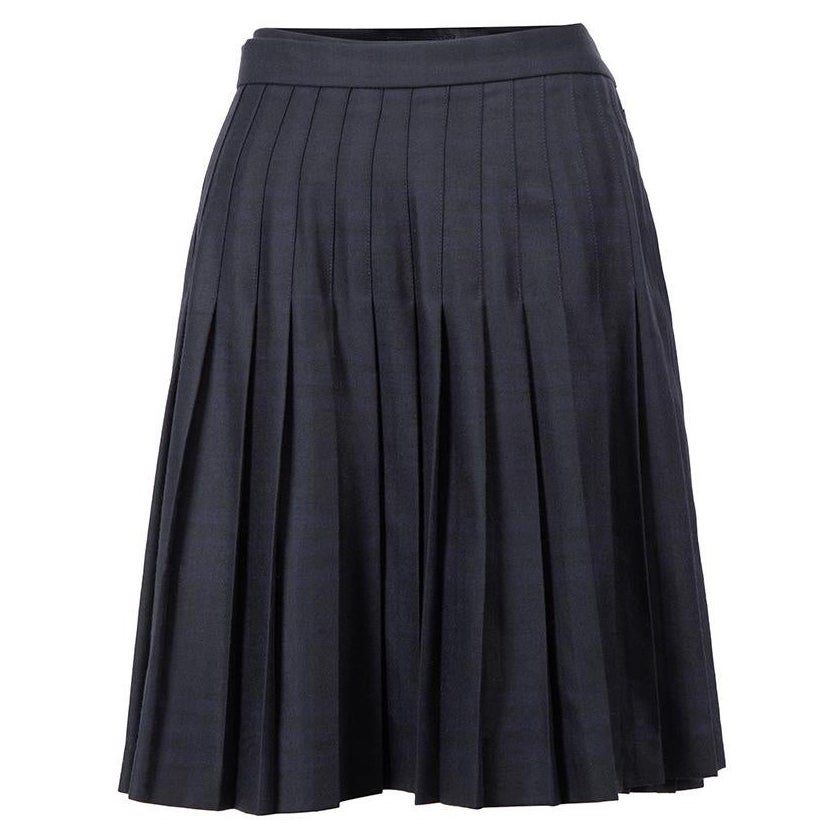 WOOL PLEATED MINI SKIRT CONTRAST WAISTBAND_BROWN