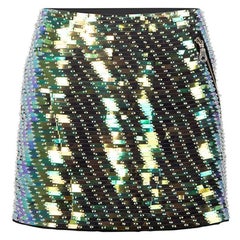 Emporio Armani Women's Green Sequin Embellished Micro Mini Skirt