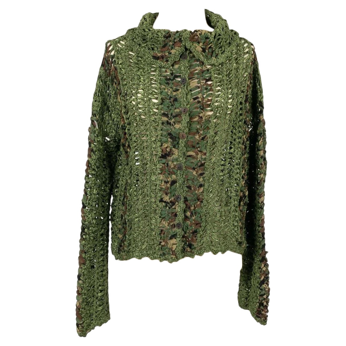 Christian Dior Weste in Grün- und Camouflage-Muster im Angebot