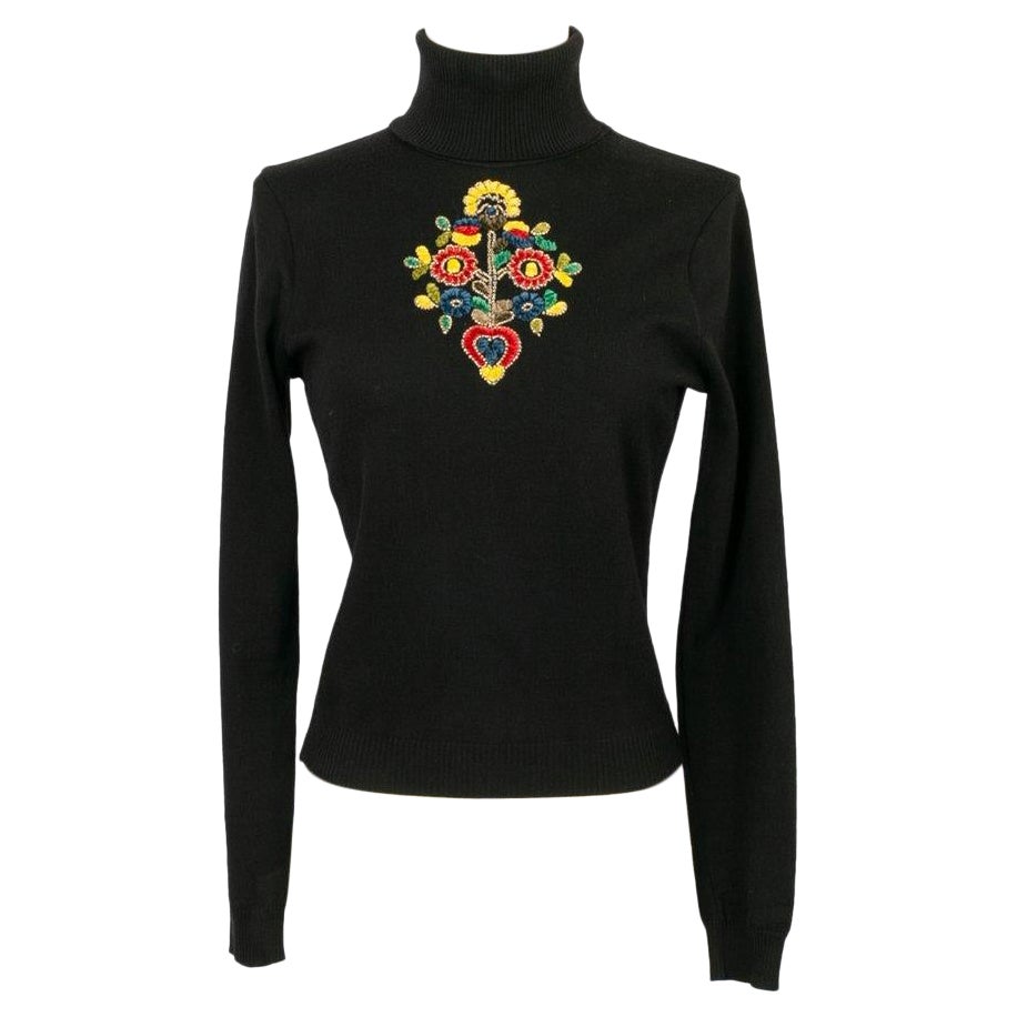 Dior Black Embroidered Sweater For Sale