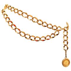 Chanel Gold Tone Metal Belt w/ Iconic CC Medallion 1