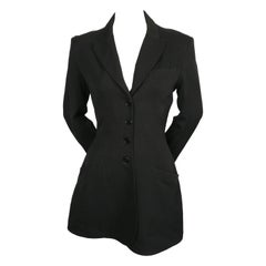 Vintage 1980's AZZEDINE ALAIA black wool flared jacket