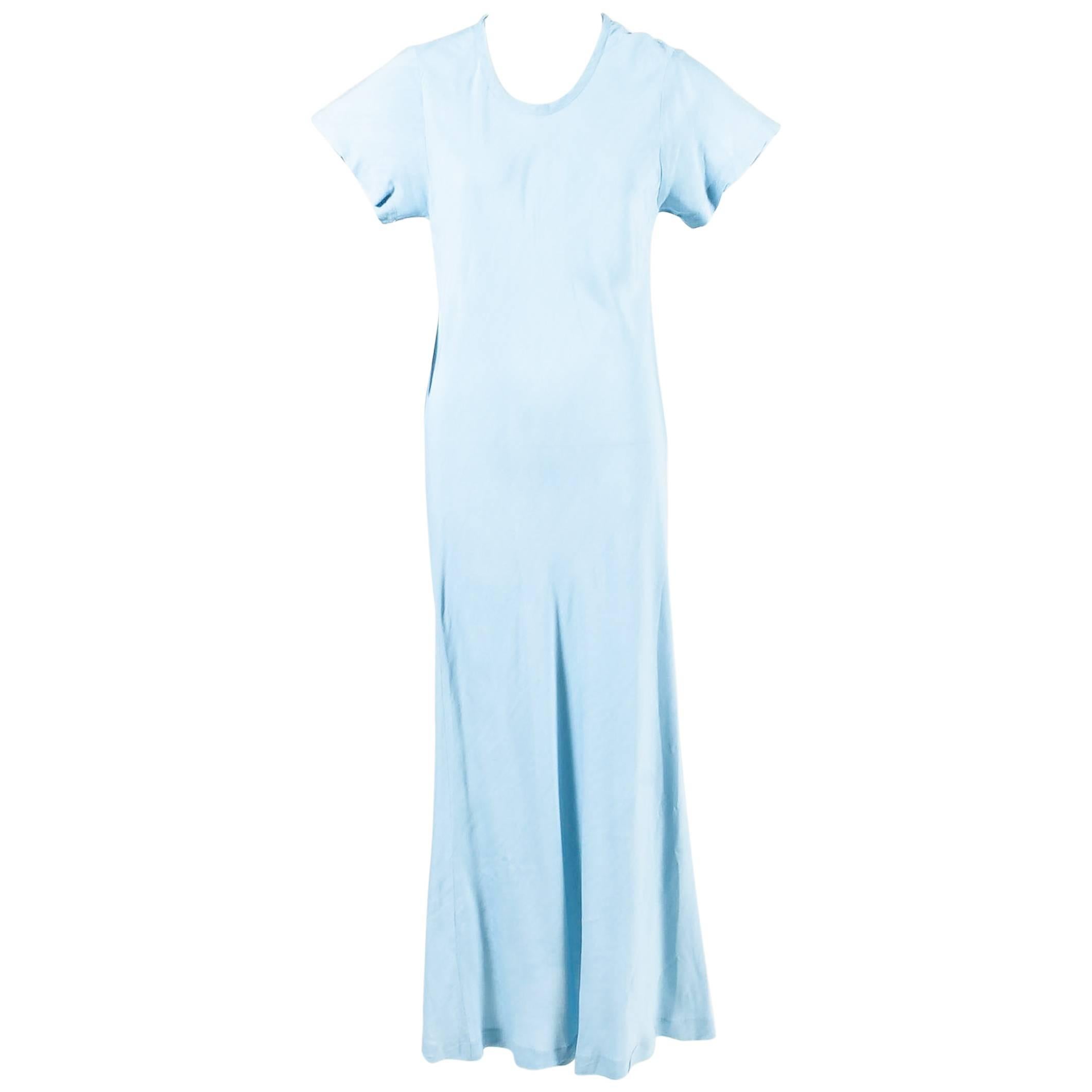 Comme des Garcons Baby Blue Short Sleeve Scoop Neck Maxi Dress For Sale