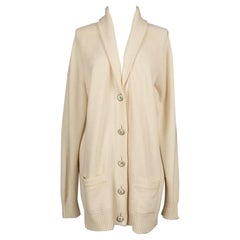 Chanel Vest in White Cashmere Cardigan with Metal and Resin Buttons