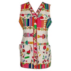 Vintage Leonard Top Cotton Tunic Printed with Sweets and Fruits