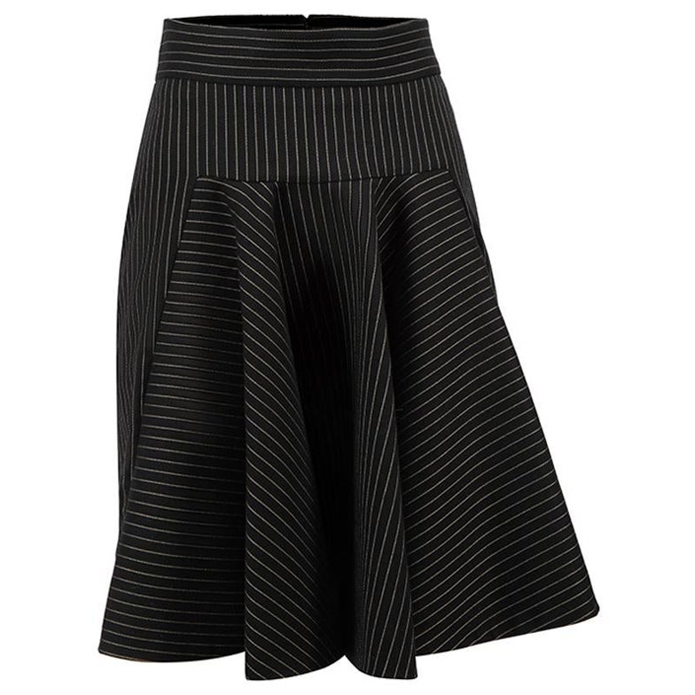 Stella McCartney Women's Black Pinstripe Flared Panelled Mini Skirt For Sale