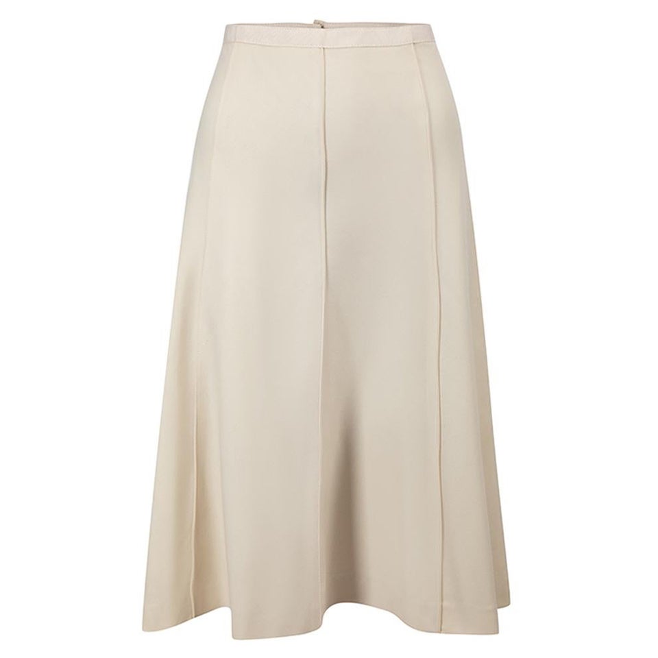 Theory Women's Ecru Wool Knee Length Skirt For Sale at 1stDibs